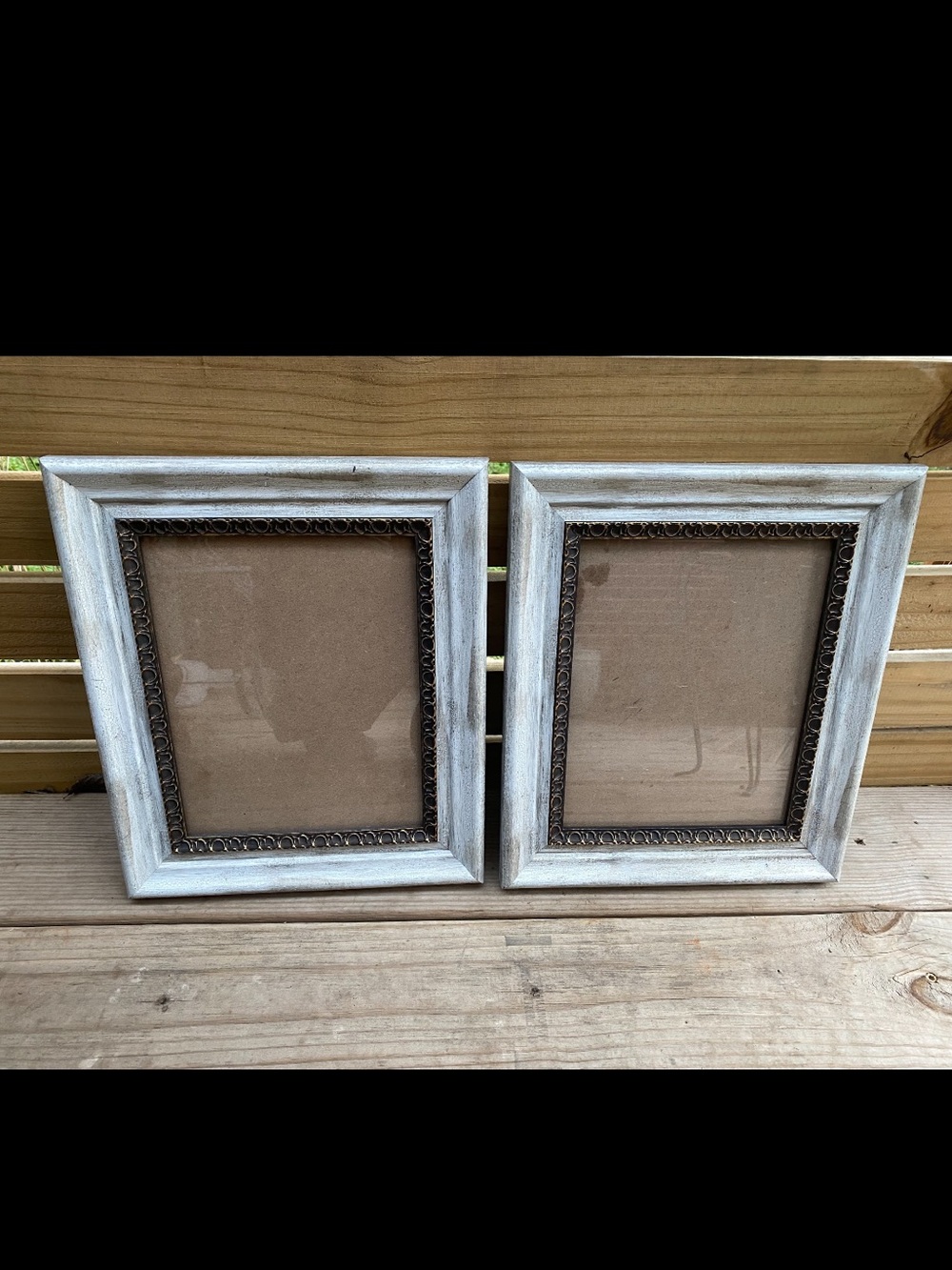 Rustic Whitewashed Double Picture Frame Set